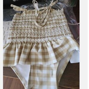 Rylee + Cru Butter Gingham Baby Swimsuit